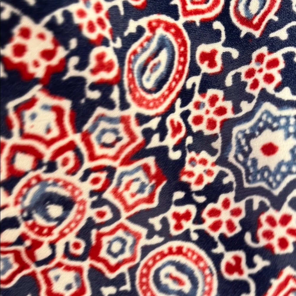 Flirty Little  Knee Length Skirt With Flounce M In Red And Blue Geometric Print - Picture 4 of 5